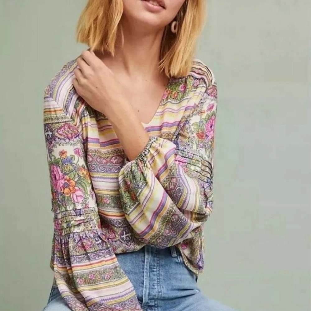 Anthropologie Maeve Ceresco Peasant Top size M